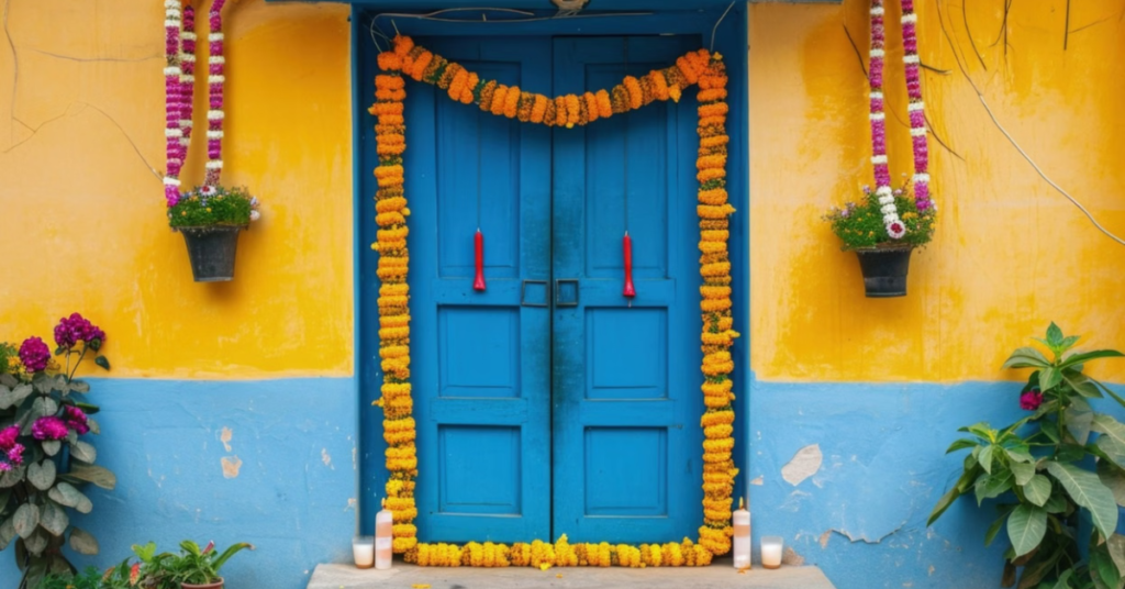 घर के मुख्य द्वार और रसोई के लिए वास्तु टिप्स दिखाती तस्वीर