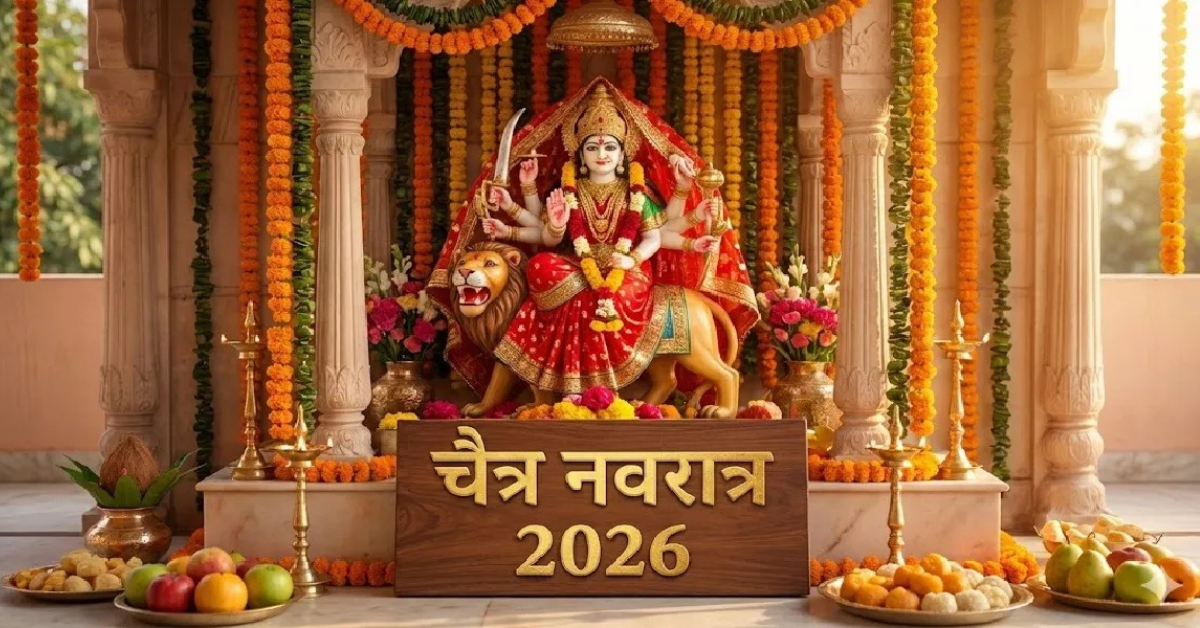चैत्र नवरात्रि 2026 में माता रानी की पूजा का दृश्य