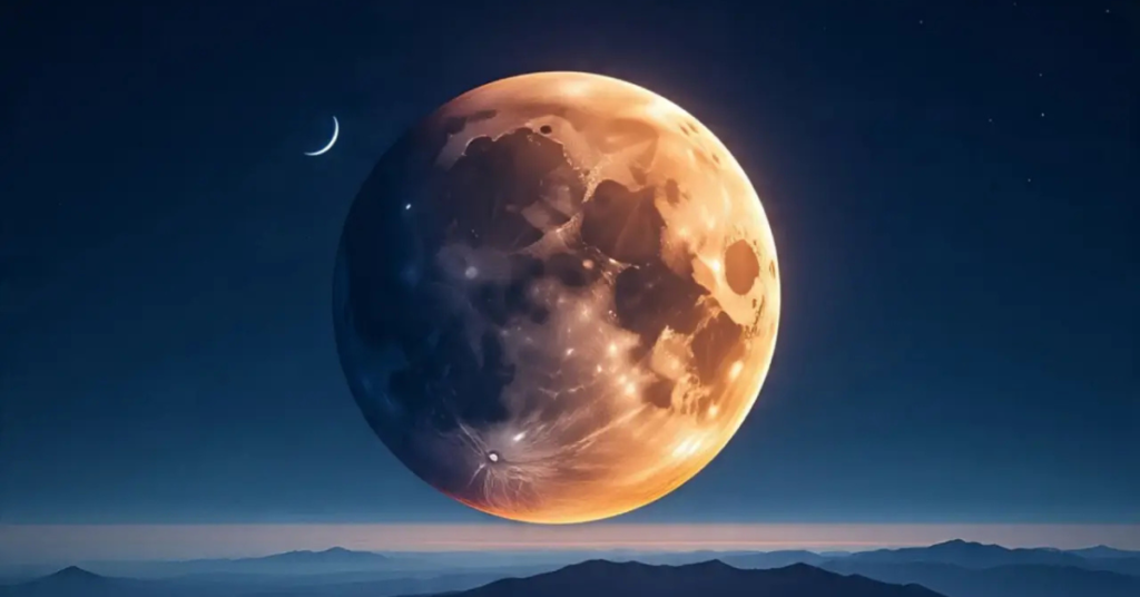 चंद्र ग्रहण 2026 का दृश्य आकाश में दिखाई देता हुआ