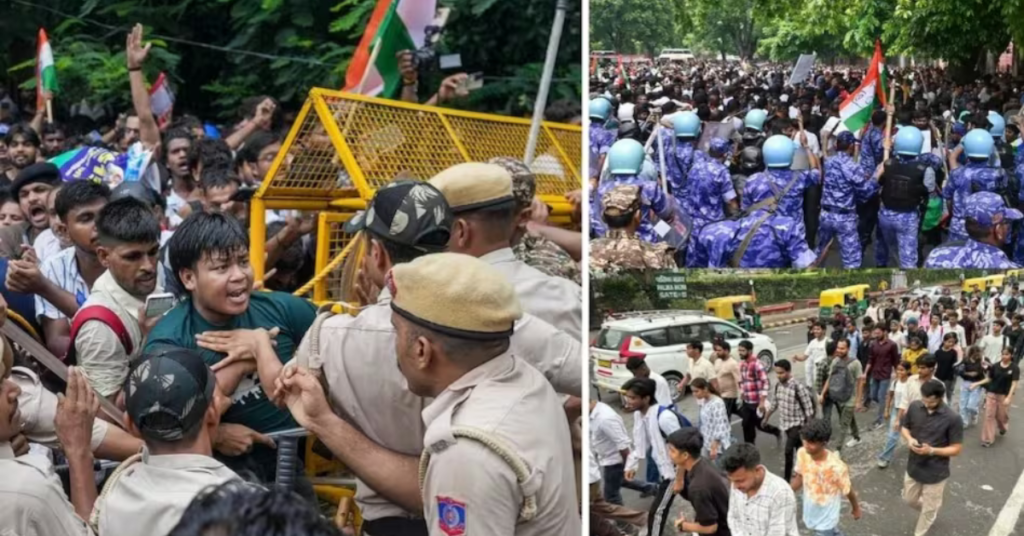 CJP प्रदर्शन के दौरान दिल्ली पुलिस और प्रदर्शनकारियों के बीच झड़प का दृश्य